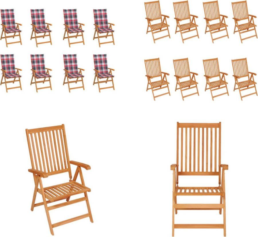 VidaXL Tuinstoelen 8 st verstelbaar met kussens massief teakhout Houten Stoel Houten Stoelen Tuin Stoel Tuin Stoelen