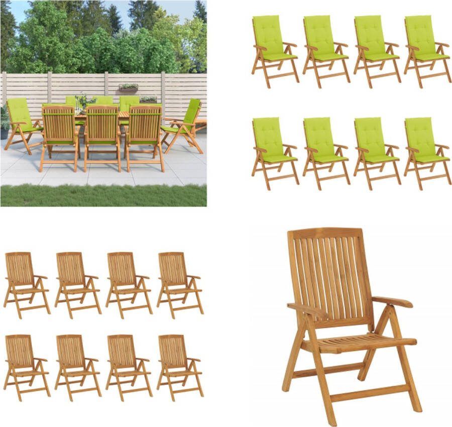 VidaXL Tuinstoelen 8 st verstelbaar met kussens massief teakhout Tuinstoel Tuinstoelen Campingstoel Standenstoel