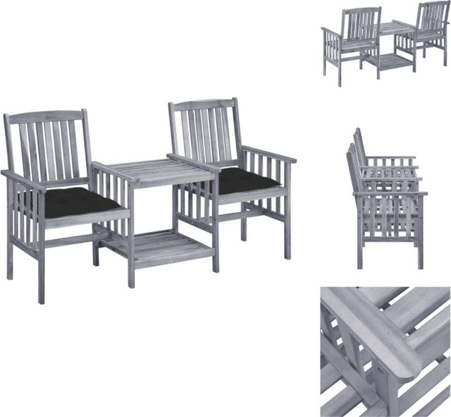 VidaXL Tuinstoelen Greywash Massief Acaciahout 159 x 61 x 92 cm Rustieke Design Tuinset