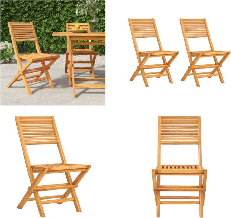 VidaXL Tuinstoelen inklapbaar 2 st 47x62x90 cm massief teakhout Tuinstoel Tuinstoelen Campingstoel Terrasstoel