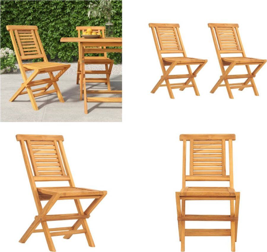 VidaXL Tuinstoelen inklapbaar 2 st 47x63x90 cm massief teakhout Inklapbare Tuinstoel Inklapbare Tuinstoelen Tuinstoel Tuinzitje
