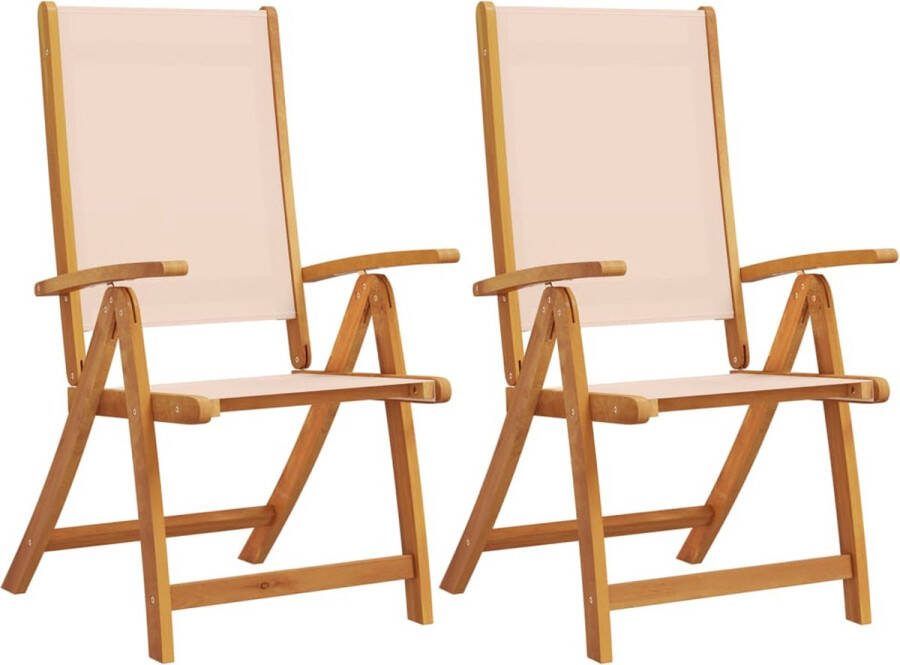VidaXL Tuinstoelen inklapbaar 2 st massief acaciahout en textileen