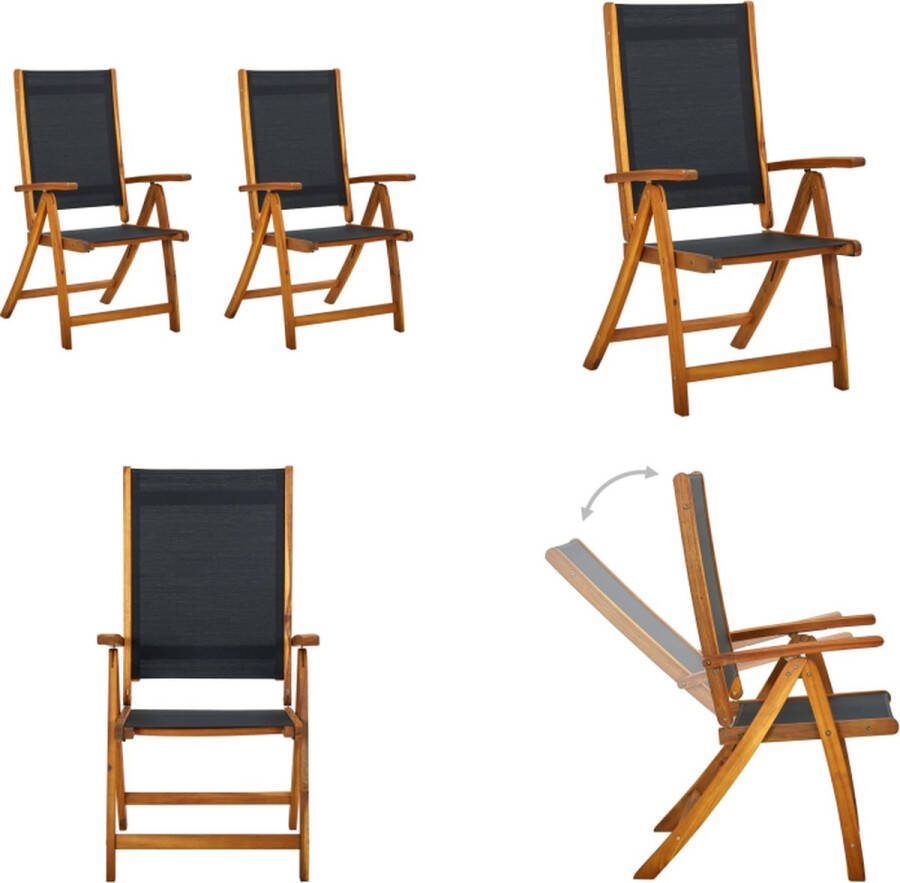 VidaXL Tuinstoelen inklapbaar 2 st massief acaciahout en textileen Klapstoel Klapstoelen Inklapbare Stoel Inklapbare Stoelen