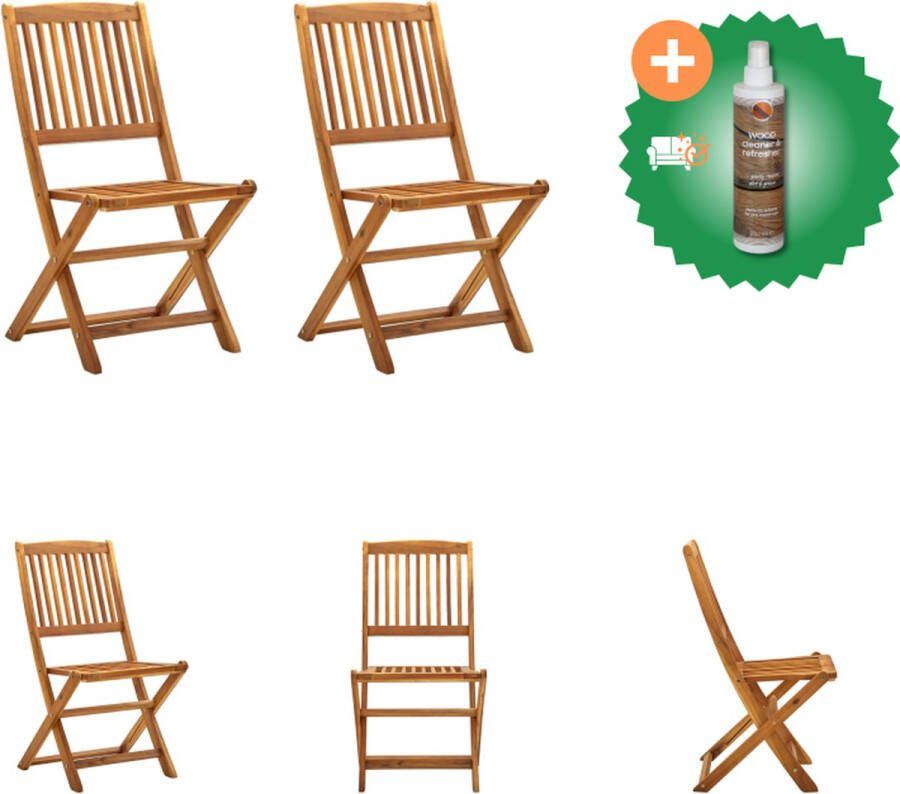 VidaXL Klapstoelen Tuinmeubelen 48.5 x 57 x 91 cm Hoogwaardig acaciahout Tuinstoel Inclusief Houtreiniger en verfrisser