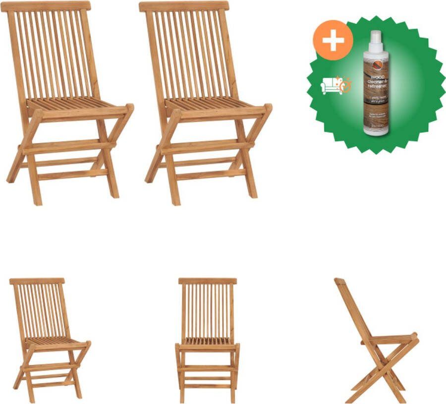 VidaXL Teakhouten Klapstoel 47 x 60 x 89 cm Duurzaam waterbasisafgewerkt hard teakhout Tuinstoel Inclusief Houtreiniger en verfrisser