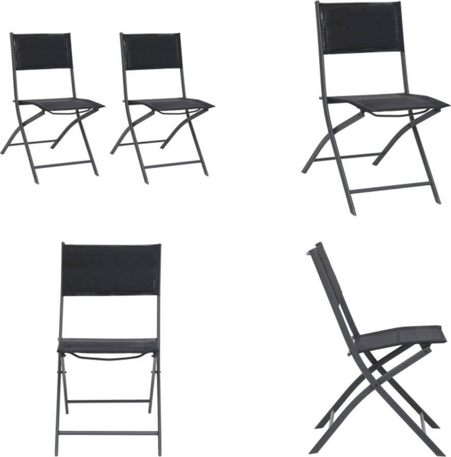 VidaXL Tuinstoelen inklapbaar 2 st staal en textileen Klapstoel Klapstoelen Inklapbare Stoel Inklapbare Stoelen