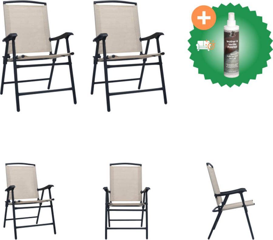 VidaXL Eetstoelen Tuin 62x59x93 cm Inklapbaar Crème Tuinstoel Inclusief Reiniger