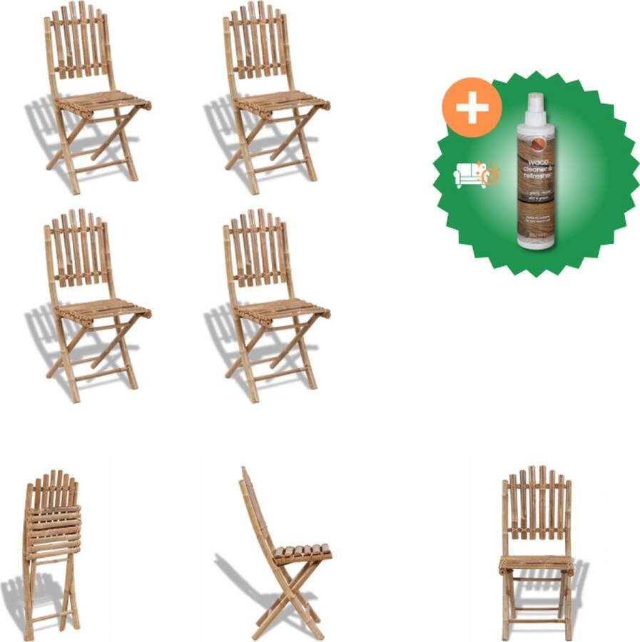 VidaXL Bamboe Eetstoelen Set van 4 50 x 42 x 92 cm Inklapbare meubelen Tuinstoel Inclusief Houtreiniger en verfrisser