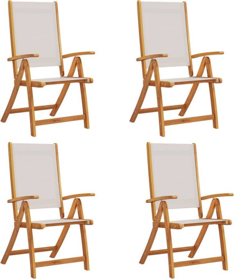 VidaXL Tuinstoelen inklapbaar 4 st massief acaciahout en textileen