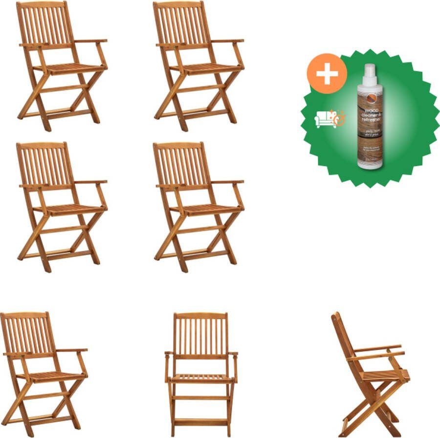 VidaXL Klapstoelen Acaciahout Set van 4 54x57x91 cm Olieafwerking Tuinstoel Inclusief Houtreiniger en verfrisser