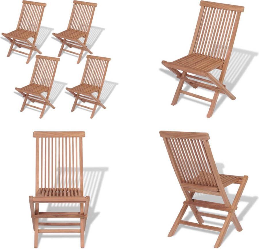 VidaXL Tuinstoelen inklapbaar 4 st massief teakhout Klapstoel Klapstoelen Eetstoel Eetstoelen