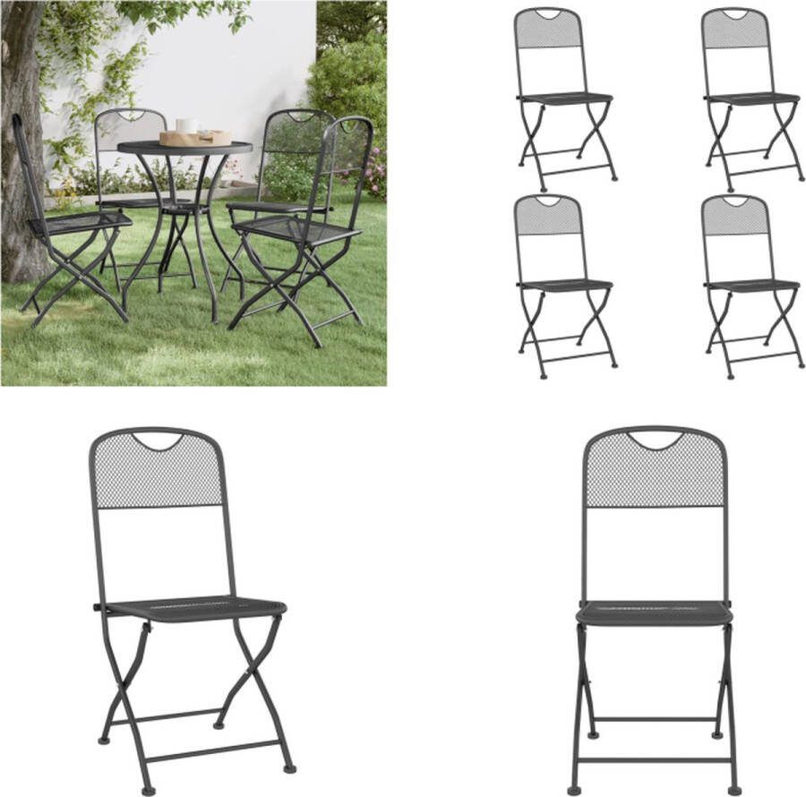 VidaXL Tuinstoelen inklapbaar 4 st metaalgaas antracietkleurig Inklapbare Tuinstoel Inklapbare Tuinstoelen Tuinstoel Klapstoel