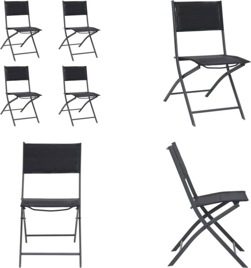 VidaXL Tuinstoelen inklapbaar 4 st staal en textileen Klapstoel Klapstoelen Inklapbare Stoel Inklapbare Stoelen