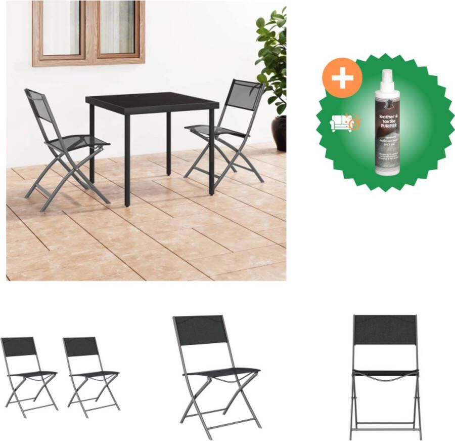 VidaXL Tuinstoelen inklapbaar 2 st staal en textileen zwart Tuinstoel Inclusief Reiniger
