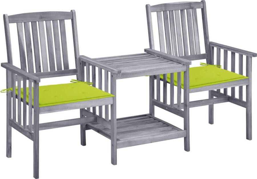 VidaXL Tuinstoelen met tafeltje en kussens massief acaciahout