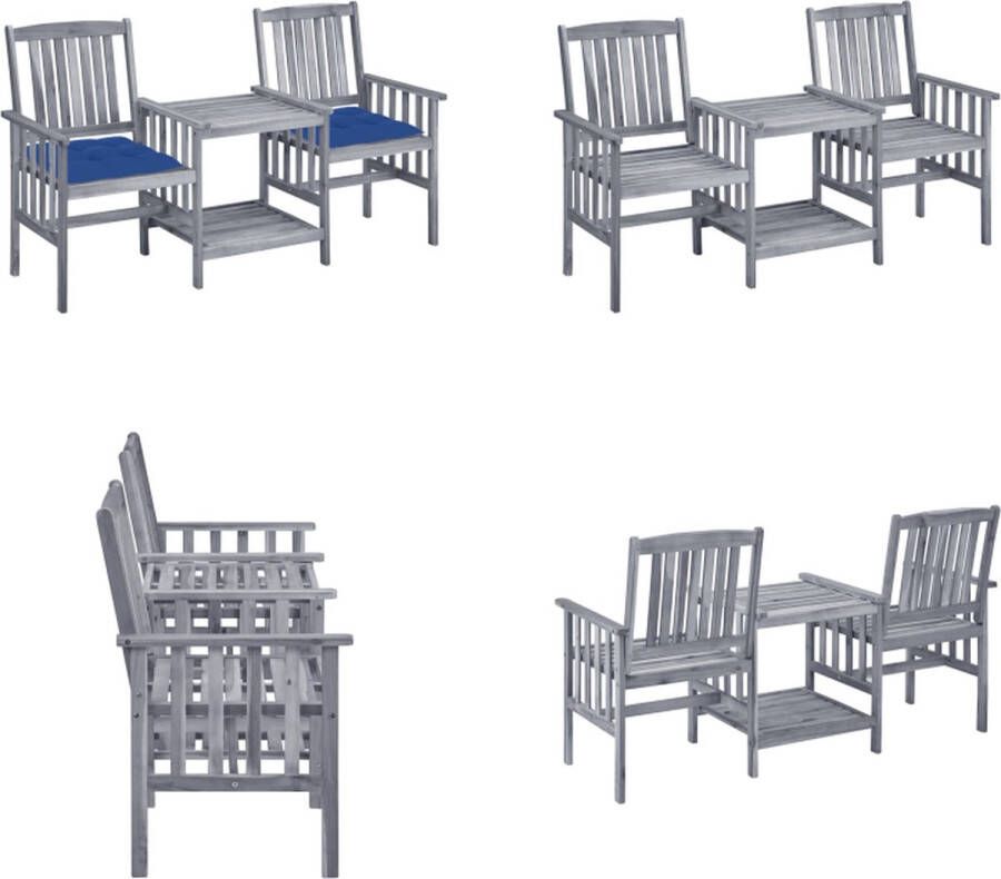 VidaXL Tuinstoelen met tafeltje en kussens massief acaciahout Tuinstoel Met Theetafel Tuinstoelen Met Theetafels Bistroset Bistro Set