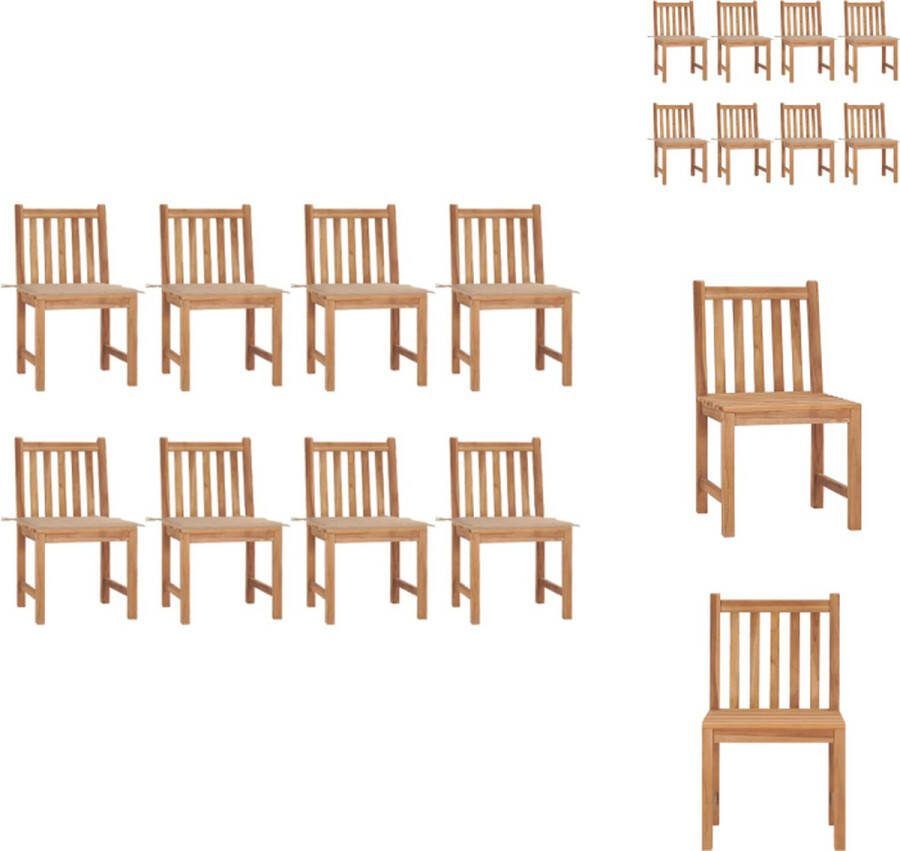 VidaXL Tuinstoelen Teakhout Set van 8 50x53x90cm Beige kussen Tuinstoel