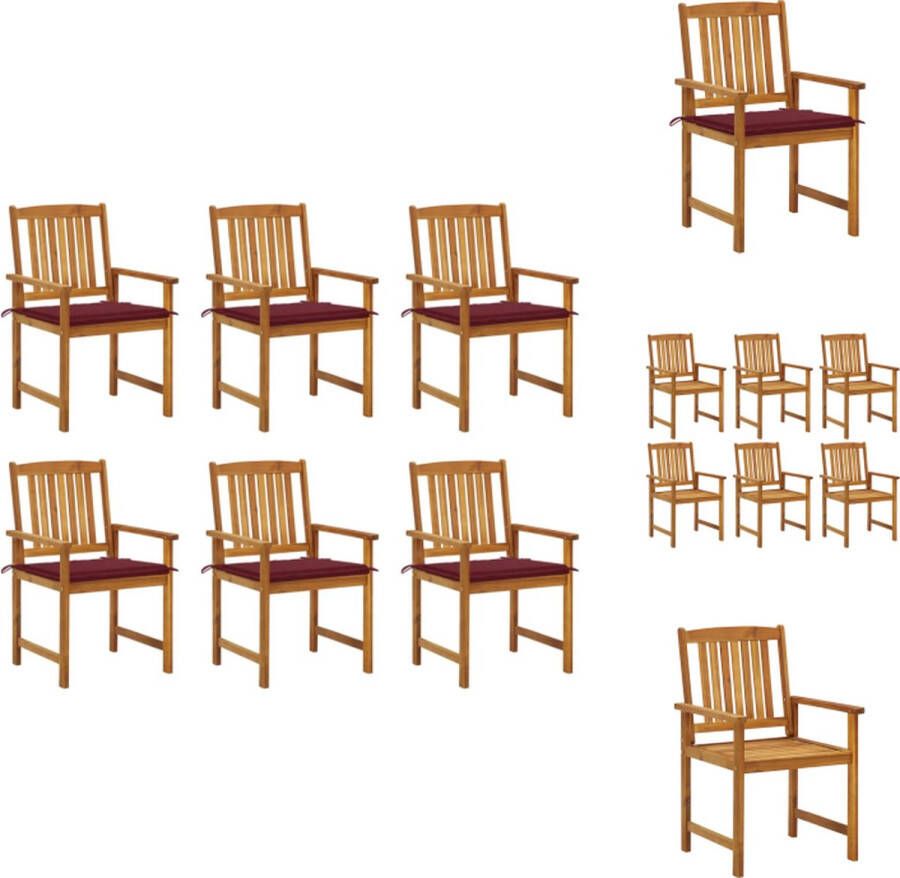 VidaXL Tuinstoelenset Acaciahout 61 x 57 x 92 cm Weerbestendig 6 stoelen 6 kussens Tuinstoel