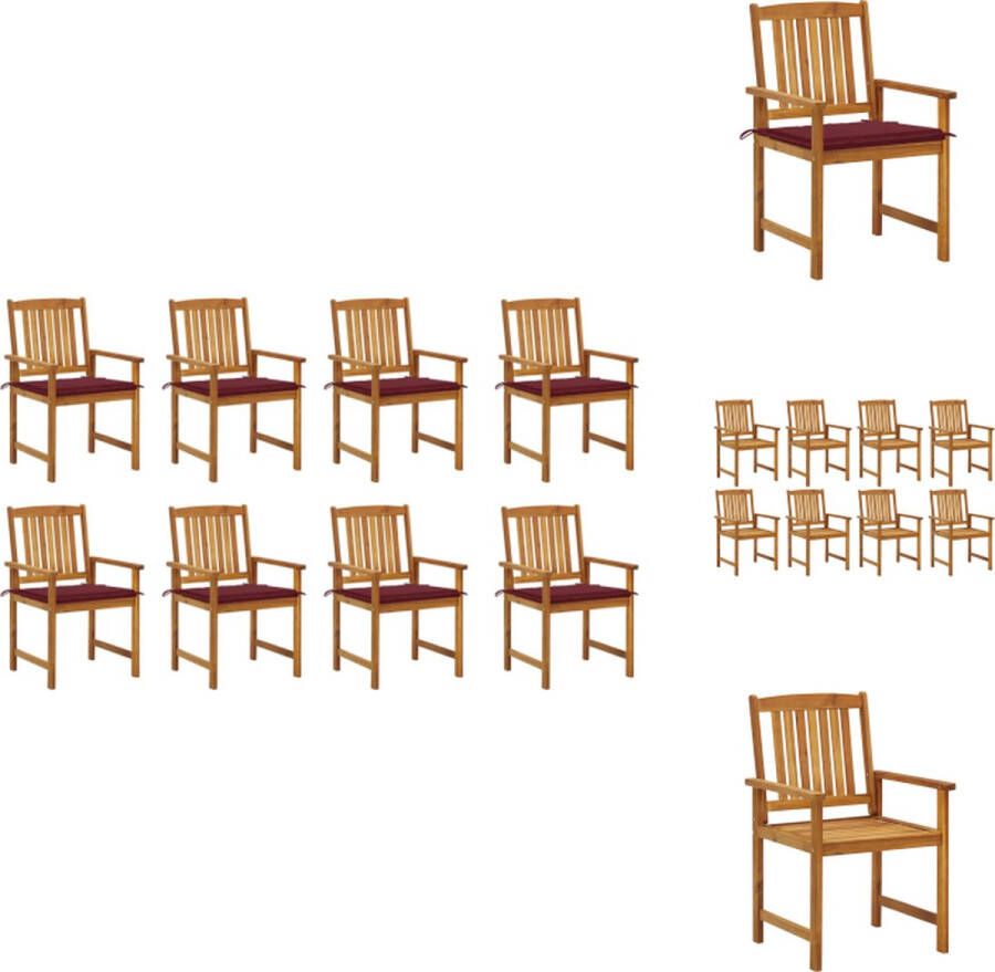VidaXL Tuinstoelenset Acaciahout 61 x 57 x 92 cm Weerbestendig Incl 8 stoelen kussens Tuinstoel