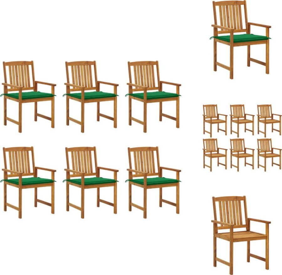 VidaXL Tuinstoelenset Acaciahout Groen Kussen 6 Stuks Tuinstoel