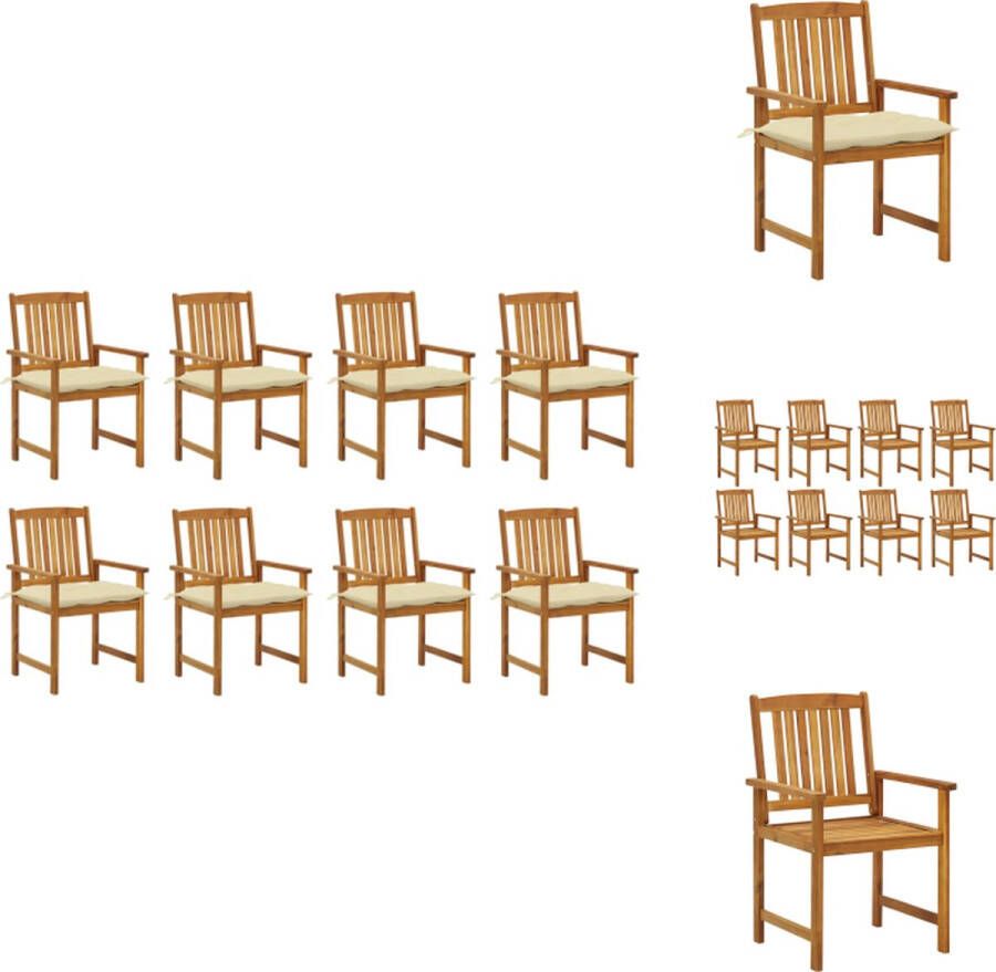 VidaXL Tuinstoelenset Acaciahout Olieafwerking 8 stoelen met kussens 61x57x92 cm Tuinstoel
