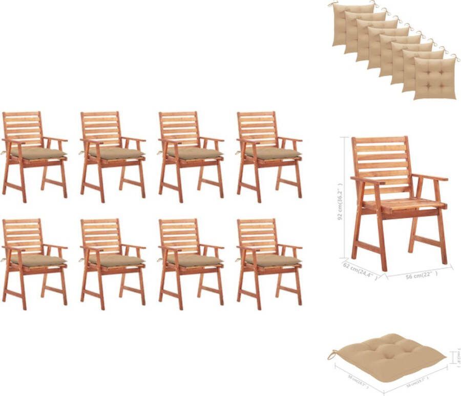 VidaXL Tuinstoelenset Houten Acaciahout Beige Kussens 56x62x92cm Rustiek Design Tuinstoel