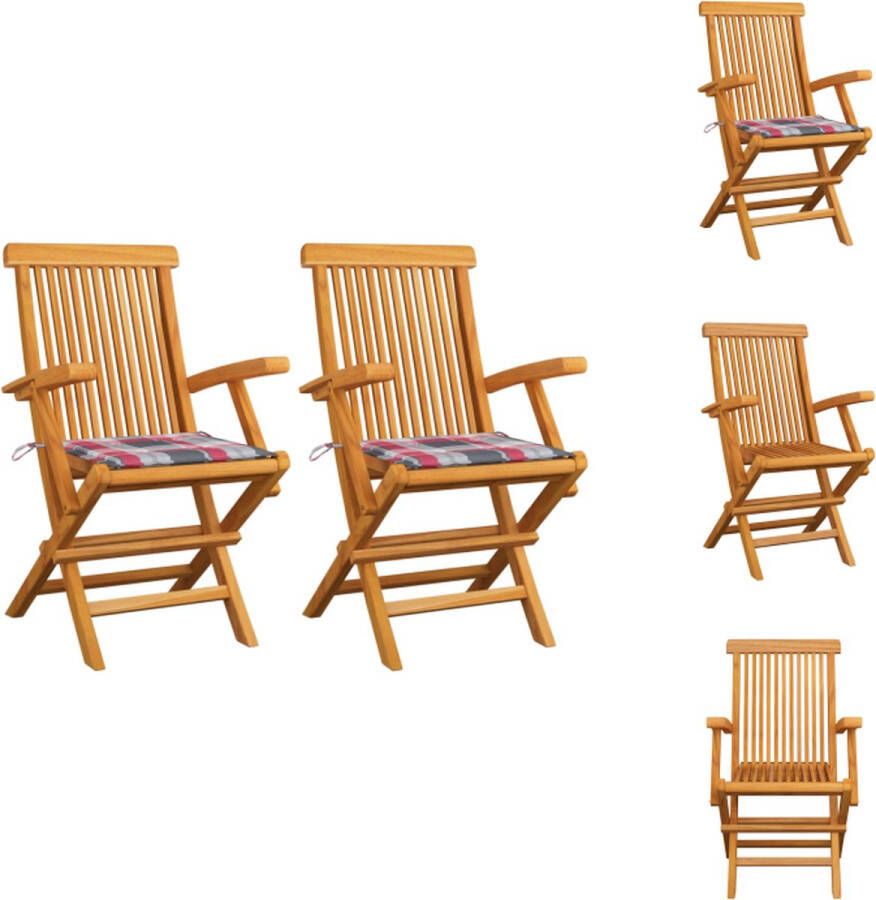 VidaXL tuinstoelenset Teakhout 2 stoelen met zitkussens 55 x 60 x 89 cm duurzaam en weerbestendig Tuinstoel