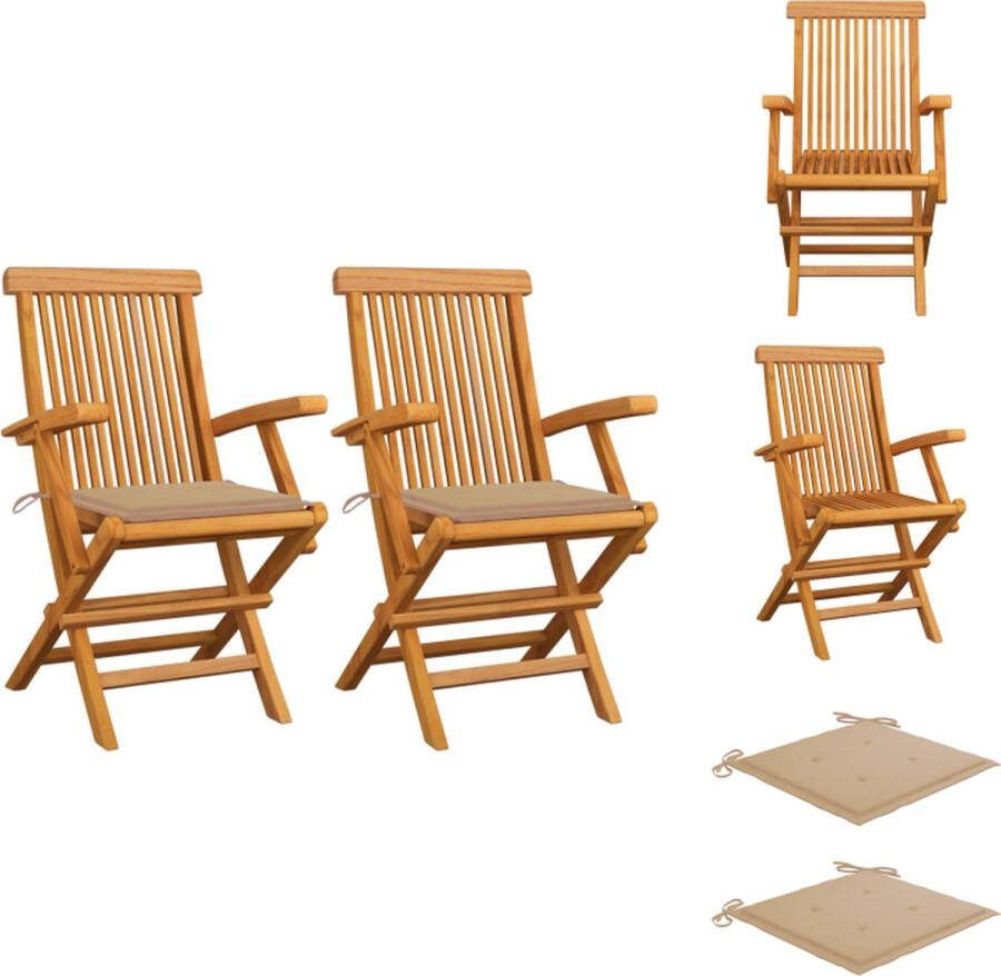 VidaXL Tuinstoelenset Teakhout 55 x 60 x 89 cm Inklapbaar Tuinstoel