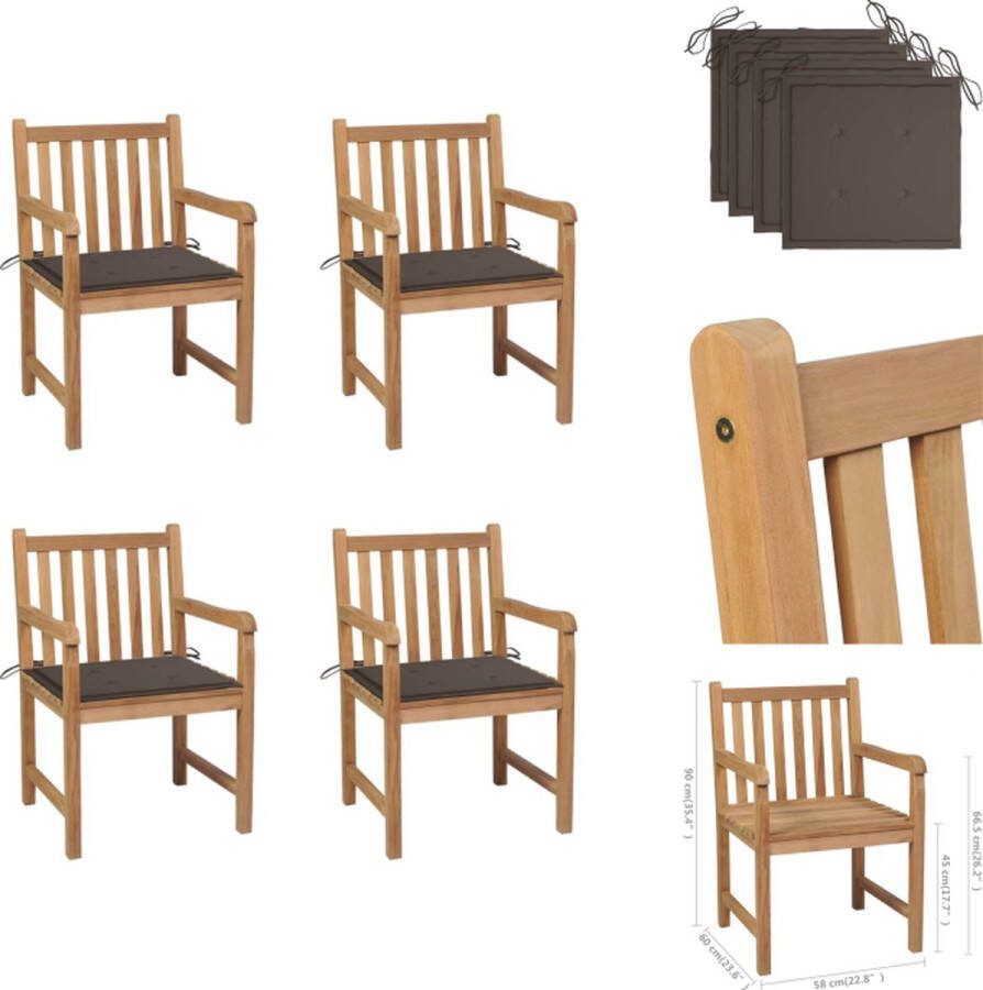 VidaXL Tuinstoelenset Teakhout 58x60x90 cm Rustiek design Tuinstoel