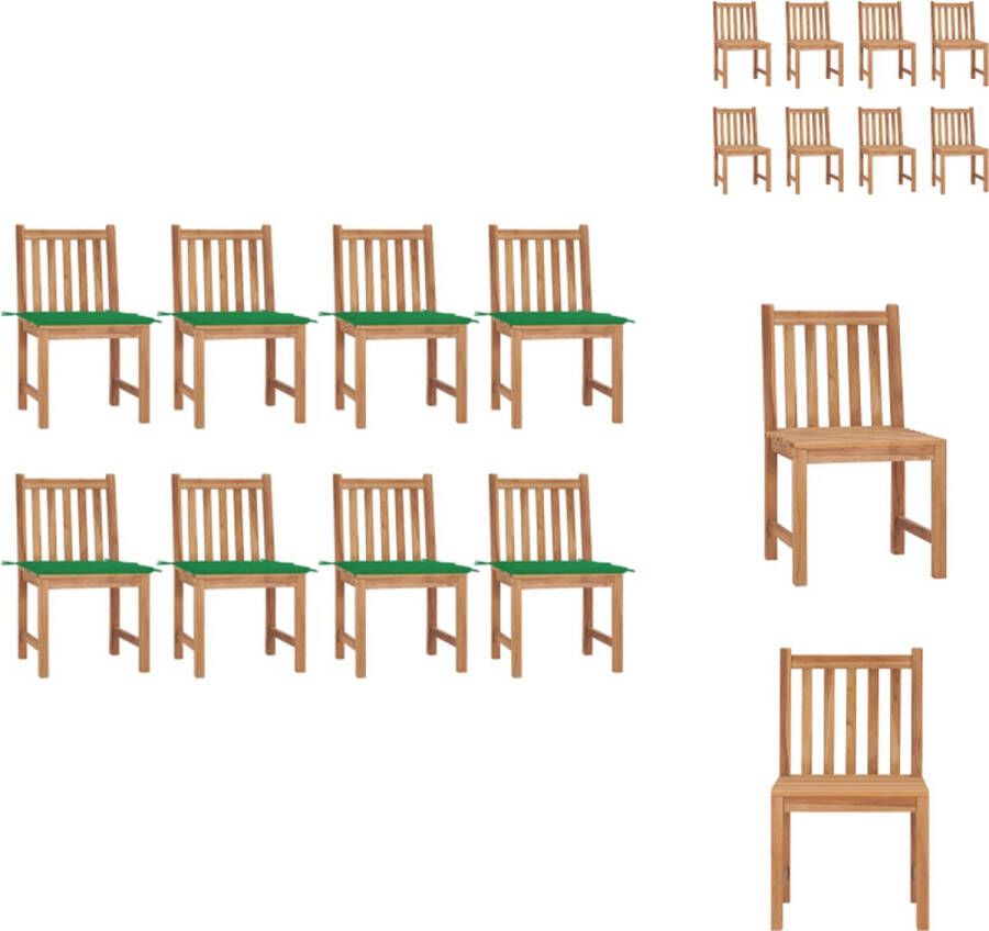 VidaXL Tuinstoelenset Teakhout 8 stoelen met kussen 50x53x90 cm Tuinstoel
