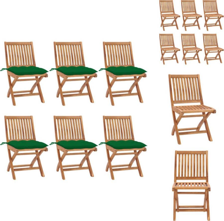 VidaXL Tuinstoelenset Teakhout Inklapbaar 6 stuks Tuinstoel