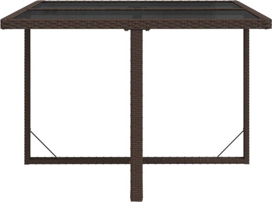 VidaXL -Tuintafel-109x107x74-cm-poly-rattan-en-glas-bruin