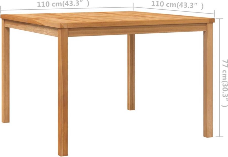 VIDAXL Tuintafel 1 Bruin 110 X 110 X 77 Cm Houten Buitentafel