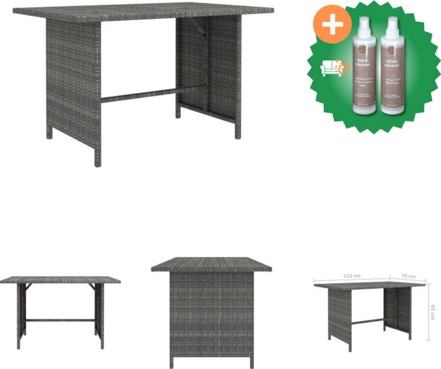 VidaXL Buitentafel PE-rattan 110 x 70 x 65 cm Grijs Tuinbank Inclusief Onderhoudsset