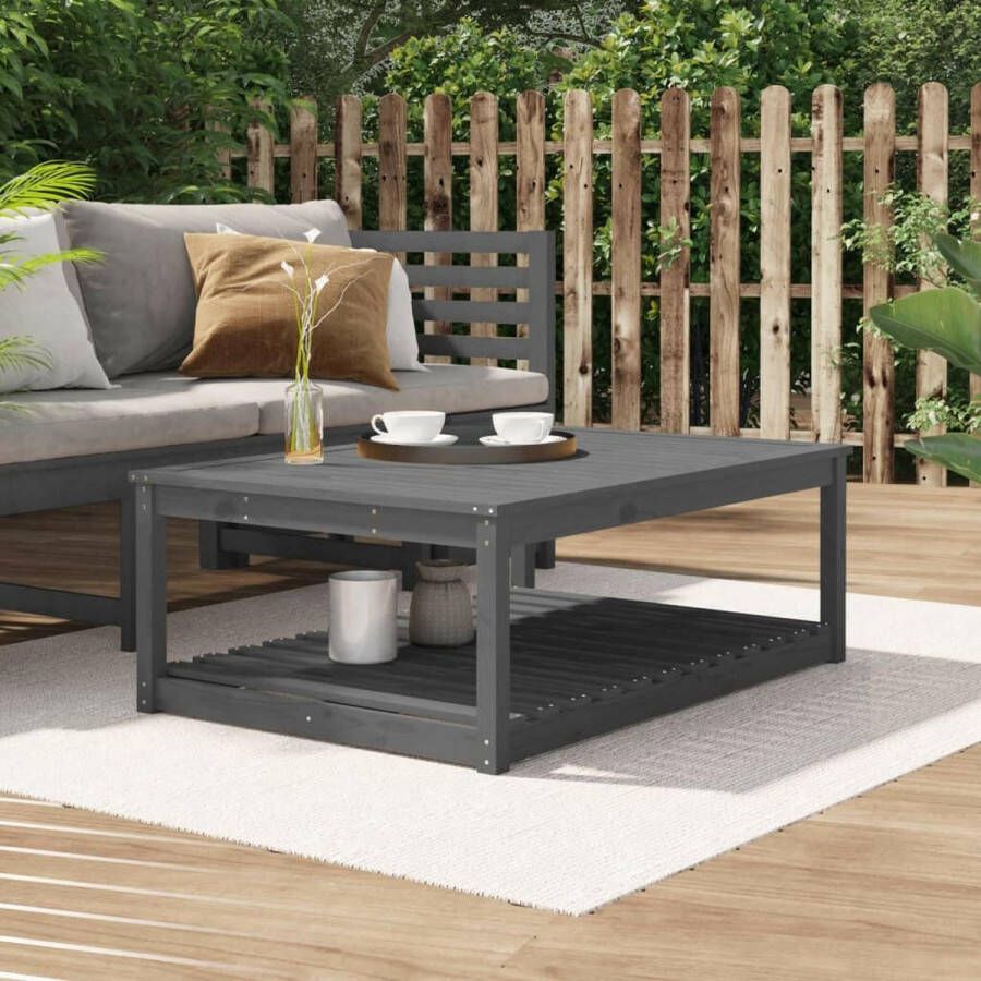 VidaXL Tuintafel 121x82 5x45 cm massief grenenhout grijs
