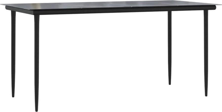 VidaXL -Tuintafel-160x80x74-cm-staal-en-gehard-glas-zwart