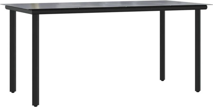 VidaXL -Tuintafel-160x80x74-cm-staal-en-gehard-glas-zwart