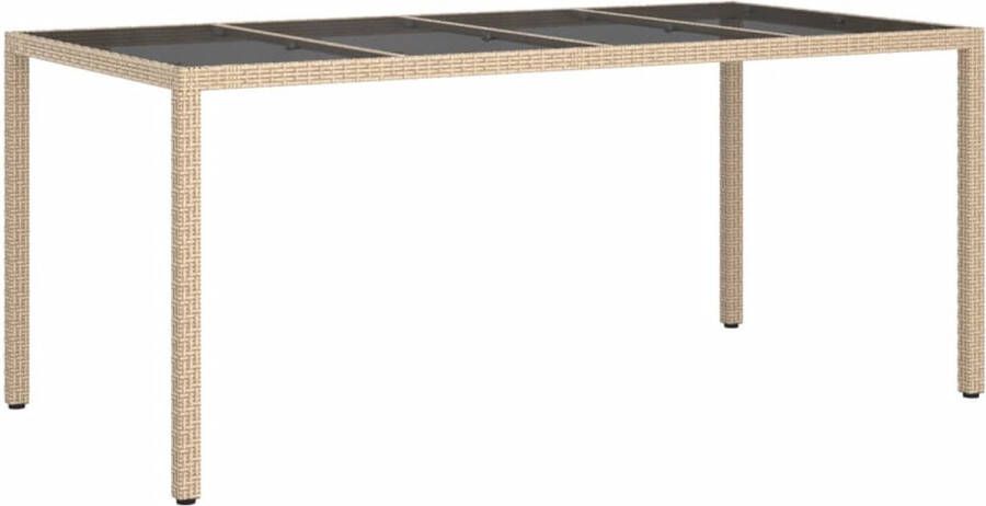 VidaXL -Tuintafel-190x90x75-cm-gehard-glas-en-poly-rattan-beige