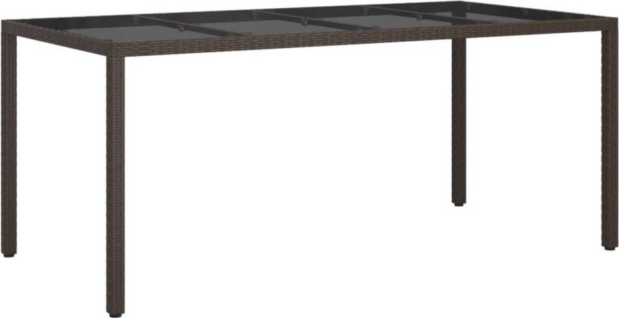 VidaXL -Tuintafel-190x90x75-cm-gehard-glas-en-poly-rattan-bruin