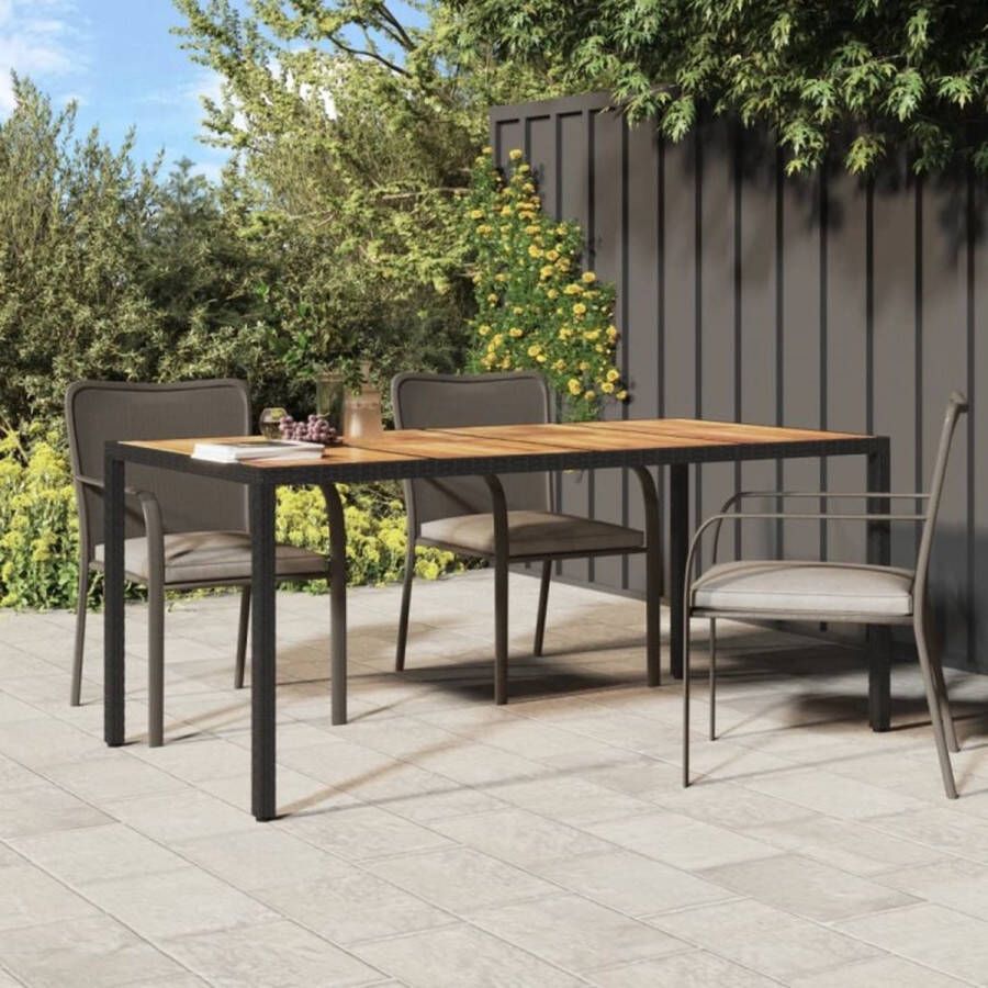VidaXL Tuintafel 190x90x75 cm poly rattan en acaciahout zwart