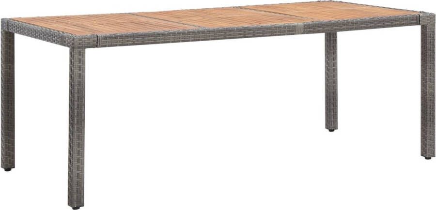 VidaXL -Tuintafel-190x90x75-cm-poly-rattan-en-massief-acaciahout-grijs