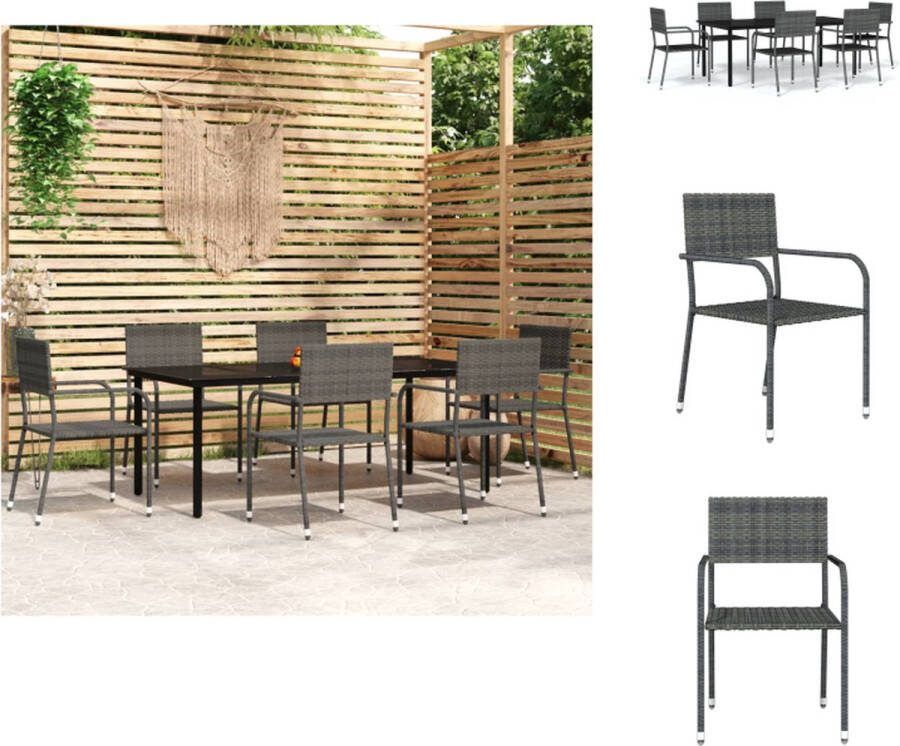 VidaXL Tuintafel 200 x 100 x 74 cm Zwart Gepoedercoat staal en glas Tuinset