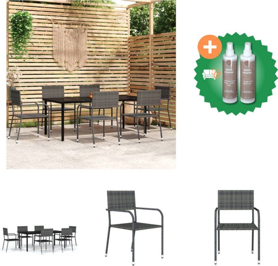 VidaXL Tuintafel 200 x 100 x 74 cm Zwart Gepoedercoat staal en glas Tuinset Inclusief Onderhoudsset