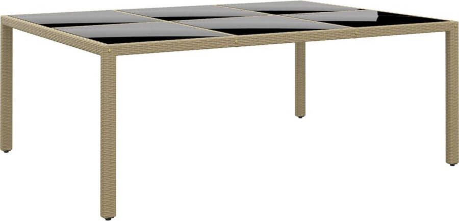 VidaXL -Tuintafel-200x150x75-cm-gehard-glas-en-poly-rattan-beige