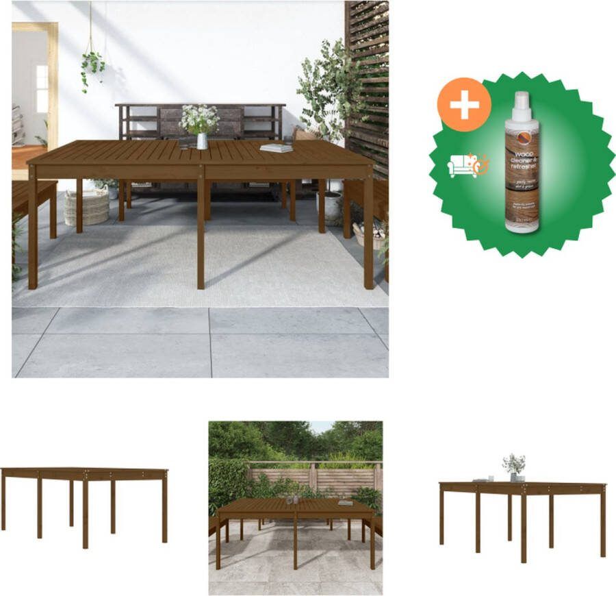 VidaXL houten tuintafel Honingbruin 203.5 x 100 x 76 cm Massief grenenhout Tuinset Inclusief Houtreiniger en verfrisser