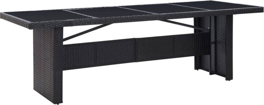 VidaXL -Tuintafel-240x90x74-cm-poly-rattan-en-glas-zwart