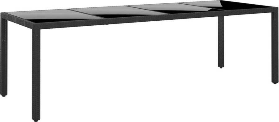 VidaXL -Tuintafel-250x100x75-cm-gehard-glas-en-poly-rattan-zwart