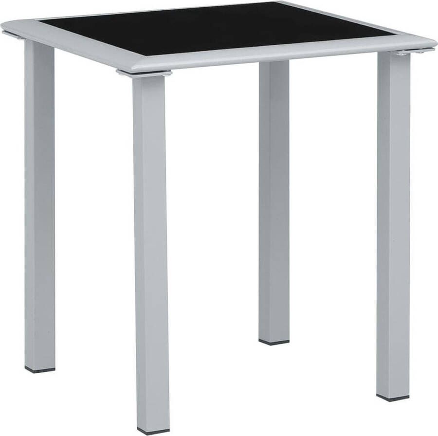 VidaXL -Tuintafel-41x41x45-cm-staal-en-glas-zwart-en-zilverkleurig