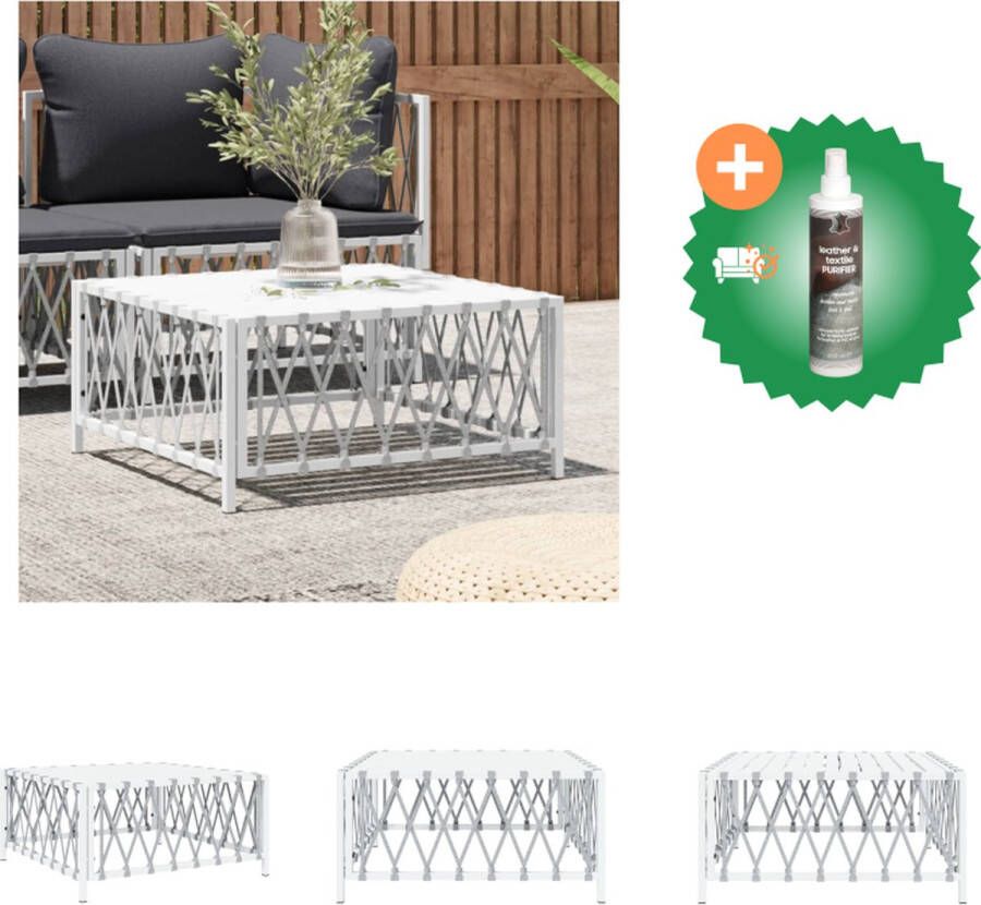 VidaXL Terrastafel Trendy Tuintafel 70 x 70 x 34 cm Geweven stof Gepoedercoat staal Tuinbank Inclusief Reiniger