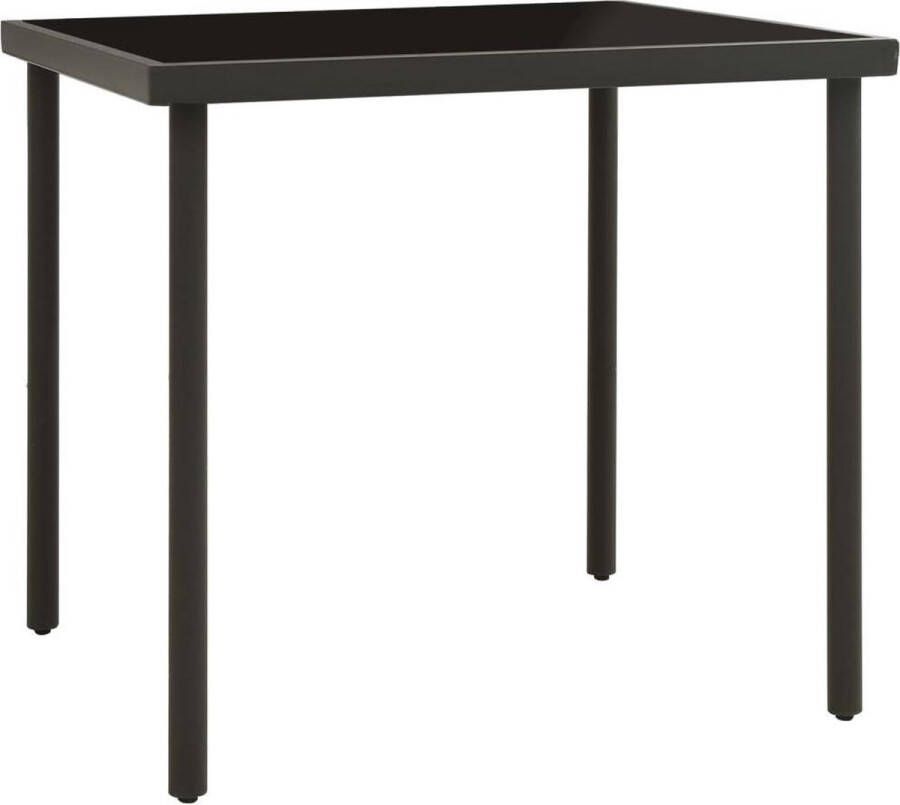 VidaXL -Tuintafel-80x80x72-cm-glas-en-staal-antracietkleurig